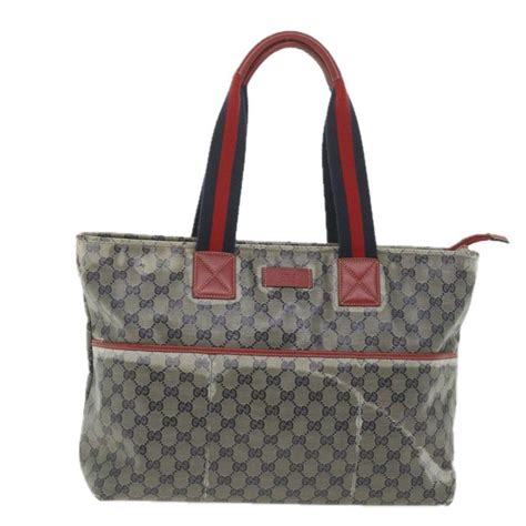 GUCCI Tote Bag GG Supreme Sherry Line 155524 Leather Navy 